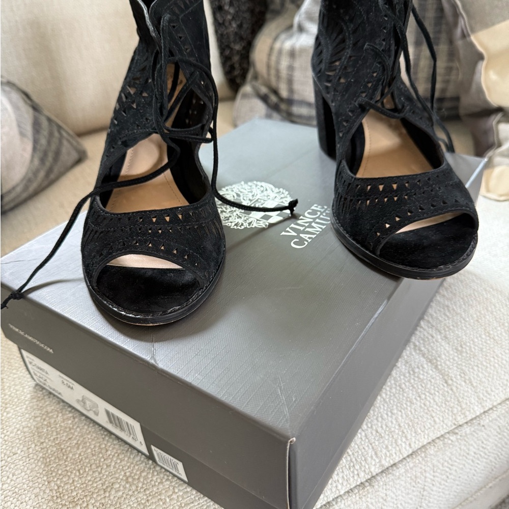 Vince Camuto Black Lace-Up Heels